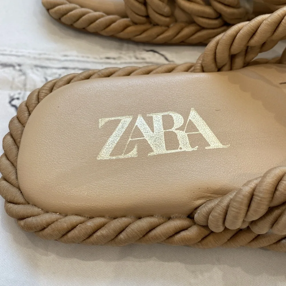 Zara Low Heel Knotted Braid Slide Sandal - Picture 10 of 16